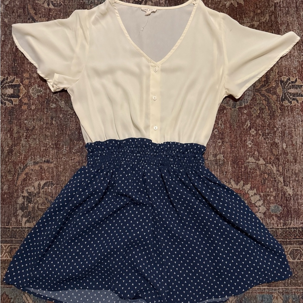 Elegant Cream and Navy Jumpsuit